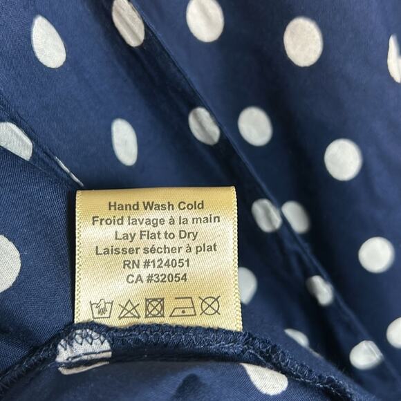 Anthropologie Porridge Retro Tie Waist Tandy Midi navy polka dot skirt Size S - Picture 9 of 10